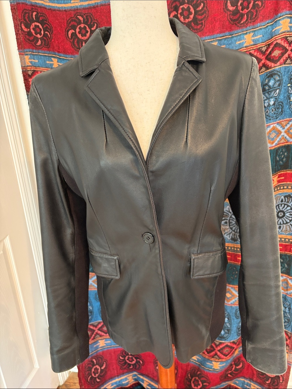 Leather Single-Button Blazer